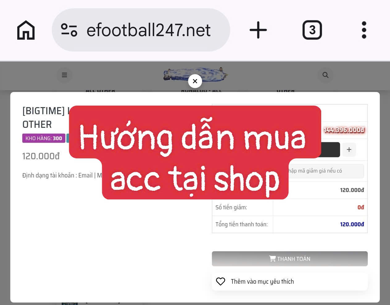 Hướng dẫn Nạp tiền và Mua hàng trên Shop eFootball247