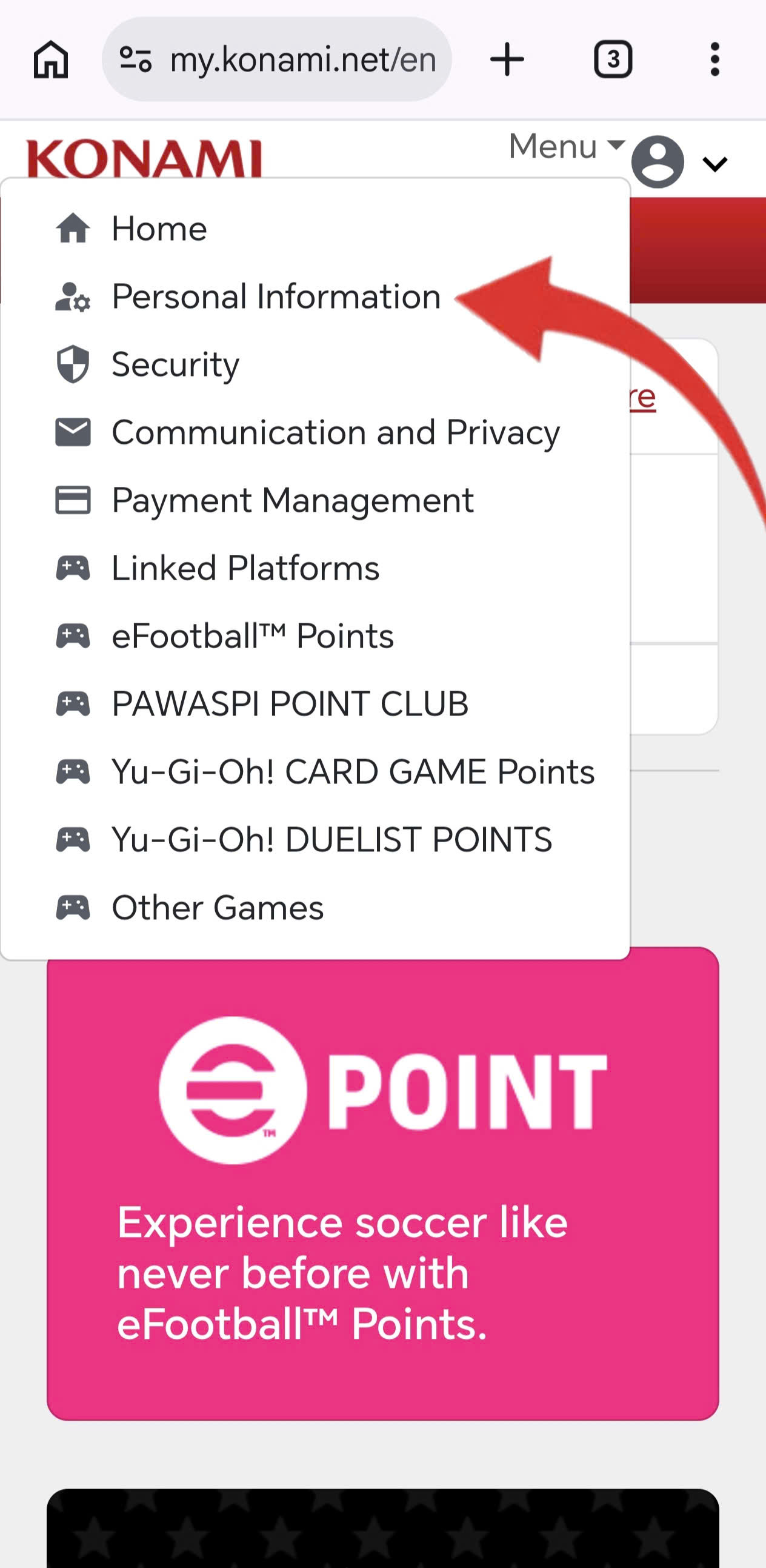 Chọn Personal Information